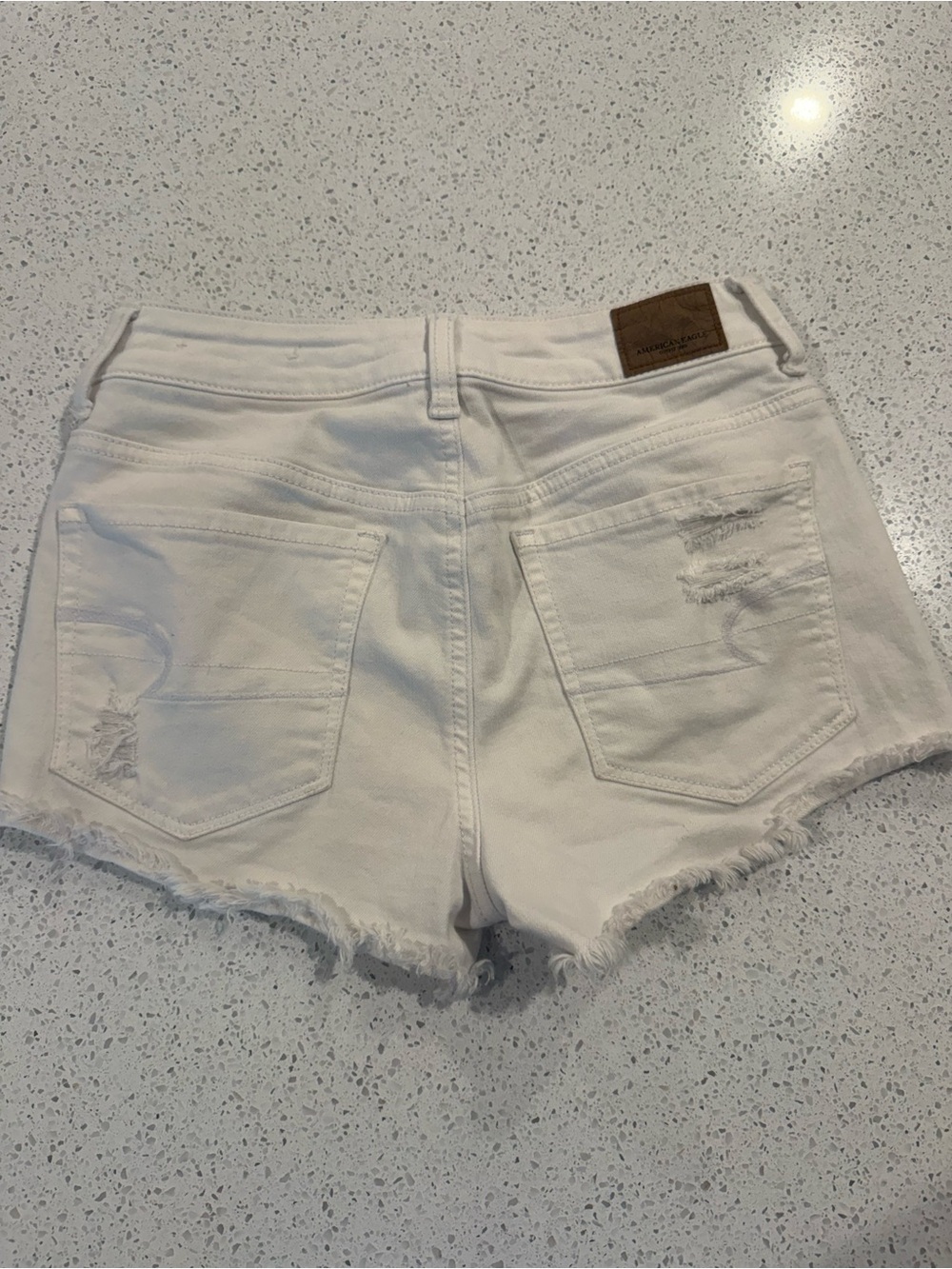American Eagle Outfitters White Distressed Frayed Hem Jean Shorts